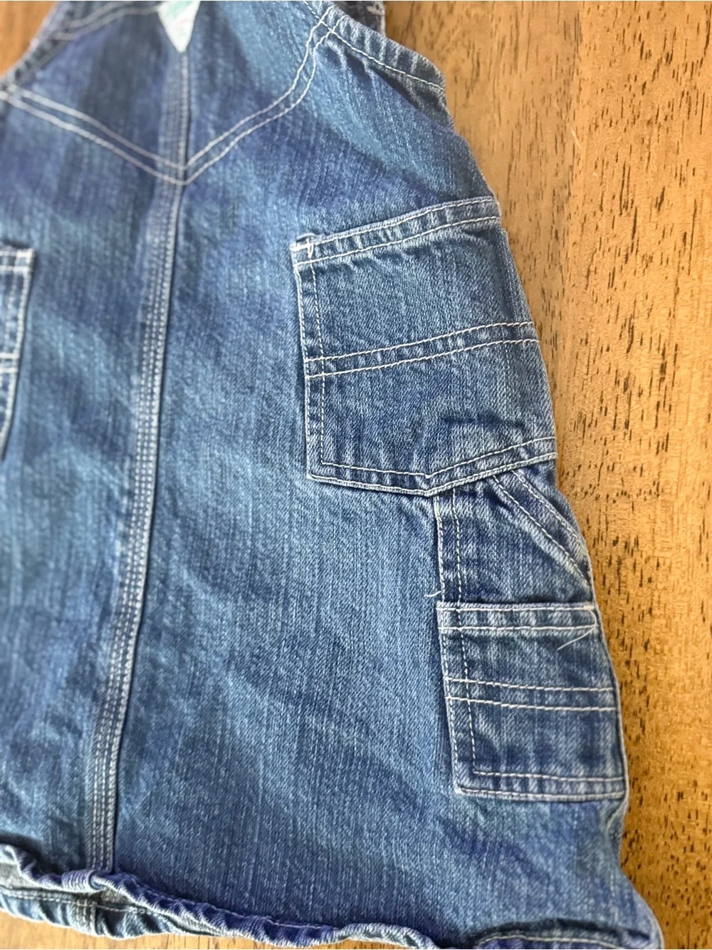 OshKosh B'gosh Vestbak Girls Denim Overall Dress - Blue 24mos